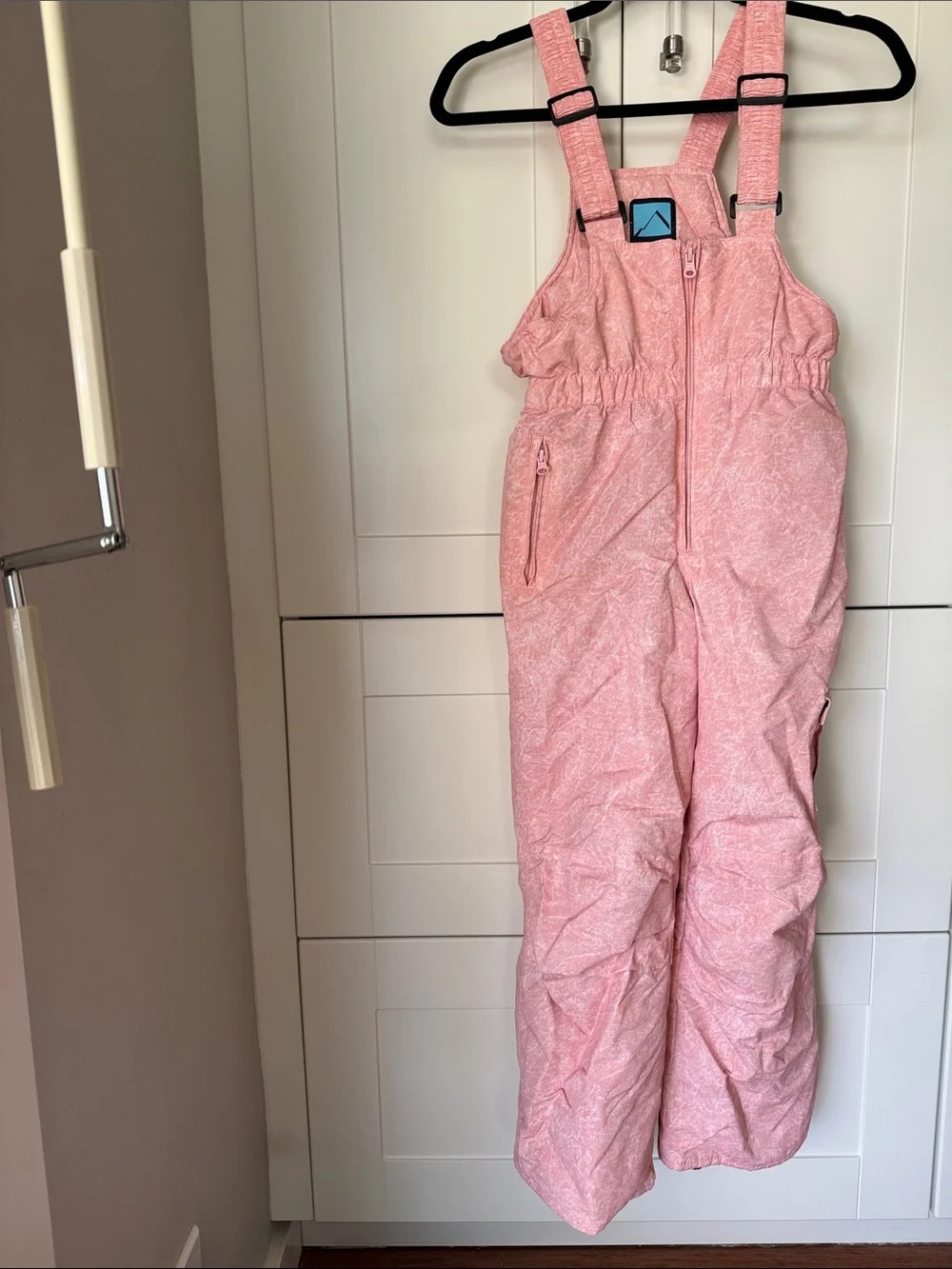 Girls Pink Insulated Snow Bib One-Piece with Adjustable Straps